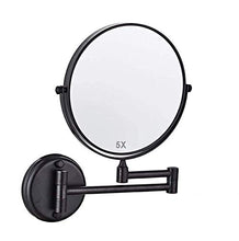 AJH Specchio per Il Trucco da Parete, ingrandimento 1X / 5X, Specchio da Bagno Specchio cosmetico da Trucco 360 e Girevole Estensibile per Hotel da Bagno, Rame Nero per s
