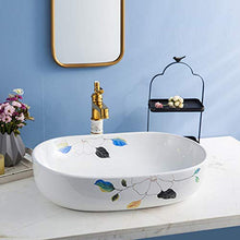 Lavabo Bianco Modello in Ceramica sopra Counter Basin per Aumentare Ovale Lavabo Bacino Bagno Lavabo Art Basin Home G