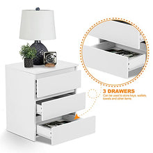 Comodino Tavolino Cassettiera in MDF con 3 Cassetti per Camera da Letto, Cassettiera Armadio Mobiletto per Camera da Letto, Soggiorno, Corridoio, Cucina, Bianco, 45x38,2x56 cm