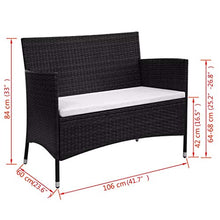 Festnight Panca da Giardino Esterno a 2 Posti in Poly Rattan con Schienale e Braccioli,Panchina da Giardino a 2 Psoti in Poly Rattan con Schienale e Braccioli 106 x 60 x 84 cm