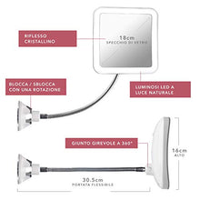 Fancii Specchio Ingranditore Flessibile 10x con Luce LED e Ventosa Potente - Specchio da Trucco Illuminato con Collo di Cigno - Specchio Cosmetico da Bagno (Mira +)
