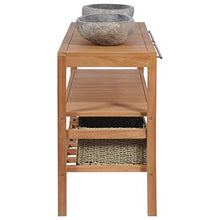 Cikonielf - Mobiletto da bagno, con corrimano, lavabo in pietra e cestino portaoggetti, multifunzione, 132 x 45 x 75 cm