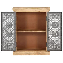 vidaXL Legno Massello di Mango Credenza con Ante in Acciaio Madia Mobile Armadietto Armadio Mobiletto Alto Portaoggetti Cassa Mobili 60x35x75 cm