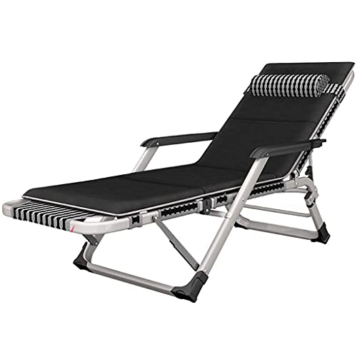 PAKUES-QO Lettini Pieghevoli Neri Lettini Prendisole Extra Larghi Poltrone reclinabili con Cuscini | Sedia da Giardino reclinabile | Sedie a Sdraio Pieghevoli