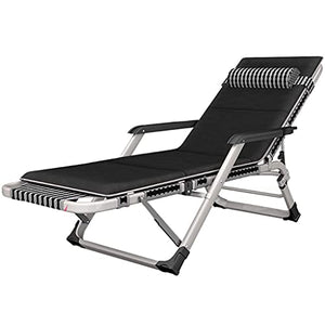 PAKUES-QO Lettini Pieghevoli Neri Lettini Prendisole Extra Larghi Poltrone reclinabili con Cuscini | Sedia da Giardino reclinabile | Sedie a Sdraio Pieghevoli