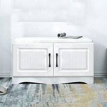 YANG Camera da Letto Imbottito Poggiapiedi Scarpa in Legno Rack Cambio di Scarpe da banco Bagagli Petto Guardaroba Dressing Table Sgabello Ottomana 80X30X43CM (Color : White, Size : A)