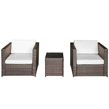 Outsunny Set Mobili da Giardino 3 Pezzi 2 Divani 1 Tavolino con Piano in Vetro Temperato Rattan Marrone