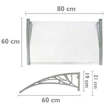 PrimeMatik - Pensilina 80x60cm in policarbonato per Porta o Finestra per Esterno Grigio