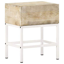 Tidyard Comodino Camera da Letto Rustico con Cassetto in Legno Massello di Mango e Ferro 40x30x50 cm,Comodino Cameretta Rustico con Cassetto in Legno Massello,Comodino in Legno Massello