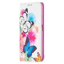 Miagon Wallet Folio Flip PU Leather Case for Samsung Galaxy A32 5G,Creative Painted Design Full-Body Protective Cover Card Holder Kickstand Magnetic,Butterfly Flower