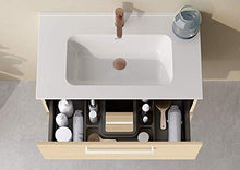 Randalsa Mobili VARMA 80 cm | Jackson Ash Finish | Manici Bianchi | 80 x 64 x 46 cm Mobile con 2 cassetti + lavabo in Ceramica