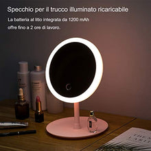 BIGTO Specchio con illuminazione ricaricabile, 3 livelli di luce, orientabile a 90 gradi e dimmerabile touchscreen, specchio cosmetico portatile da viaggio con luci, regalo per ragazze