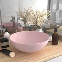 vidaXL Lavandino da Bagno Lavello per Bagno Lavabo per Toilette Sanitari Prodotti per Bagno Vaschetta in Ceramica Rosa Opaco Rotondo