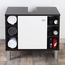RICOO WM100-EB-W Mobile Bagno 60x54x32cm Mobiletto sotto-lavabo Armadio salvaspazio Arredamento Copricolonna Legno Rovere Marrone Porta Bianca