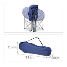 Relaxdays 10021000 Sedia da Campeggio Moonchair Carico Max. 120 kg Comoda Poltrona da Camping Pieghevole con Custodia, Blu Scuro