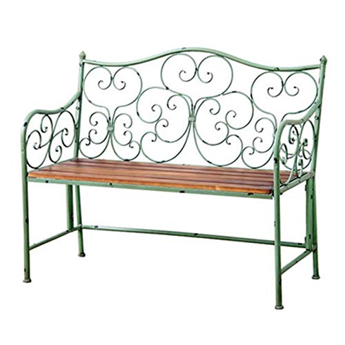 GaoF Panchina da Giardino per terrazza all'aperto Panchine da Parco per Il Tempo Libero, panchina in ghisa Resistente alle intemperie e Legno massello con braccioli Schienale, panchina a 2 posti con
