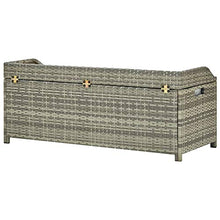 BIGTO - Panca portaoggetti da giardino, in polirattan, colore: grigio, 120 x 50 x 50 cm