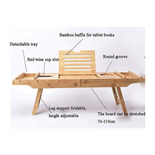 AnnYGJ Vassoio di Vasca da Bagno, bambù Scalabilità 74-110cm di Altezza Nascosto Ripiani in Vetro Regolabili Posizionati Studio Nell'alloggiamento del iPad Lavoro per La Mensola del Bagno (74x25x5cm)