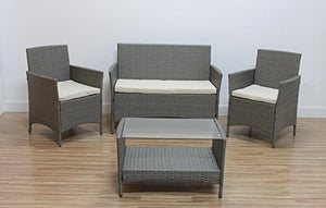 GrecoShop Divano con Poltrone e Tavolino/Salotto/Salottino in Polyrattan per Esterno/Arredo Giardino - MOD. Tokio Antracite