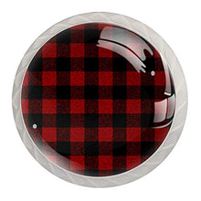 Schwarzes rotes Plaid 4 PCS Pomelli per Porta, Pomolo per Mobile, Pomelli per Mobili con Viti, Maniglia per Armadietto, Pomelli per Porta, Pomelli per Cassetti per Porta, Armadio, Cassetto e Credenza