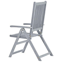 Qnotici Set 3 Pezzi di Sedia da Giardino in Legno massello di Acacia, Sedia da Giardino per Esterni per Il Tempo Libero Sedia Regolabile per Cena in Famiglia 120 x 120 x 75 cm-Grigio