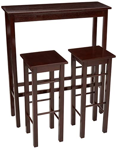 Amazon Basics - Tavolo da bistrot/bar/colazione - set da 3 pezzi, Espresso