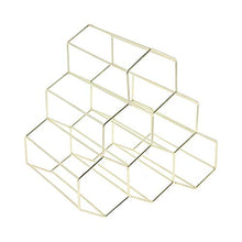 MIMORE - Portabottiglie da tavolo, supporto per vino, design a nido d'ape, 6 bottiglie, in metallo (oro)