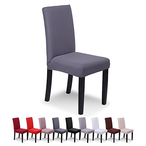 SaintderG® Coprisedie con Schienale 6 Pezzi, Lavabile Estraibile, Molto Facile da Pulire e Resistente, coprisedile, Moderna Sala da Pranzo, Hotel, Arredamento Ristorante (Grigio, 6 Pezzi)