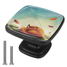 Piccola volpe rossa in autunno Pomelli per Porta Set di 4 Pomelli per Mobili Manopole per Cassetti Cucina Armadio Vetro