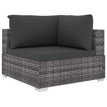 vidaXL Set Divani da Giardino 6 pz con Cuscini Foderati Lavabili Modulare Leggero Elegante Arredi da Esterno in Polyrattan Grigio Telaio in Acciaio