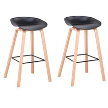 Uderkiny Set di 2 Sgabelli da Bar con Seduta in plastica e Gambe in Legno, sgabelli Alti, per Bar Cucina Ristorante taverna (Nero)