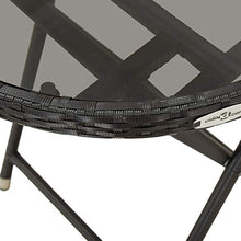 Goliraya Tavolino da caffè Giardino Esterno Pieghevole in Polyrattan e Vetro/Legno,Tavolino da Giardino Pieghvole in Rattan,Tavolino da Esterno Pieghevole,Tavolino Pieghevole 60x75 cm