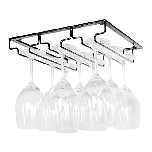 zxcvb Appendiabiti per Bicchieri da Vino Capovolto sotto L'armadio Calici per Bicchieri da Vino Appendiabiti per Armadio da Cucina Bar (3-11 File) - Nero