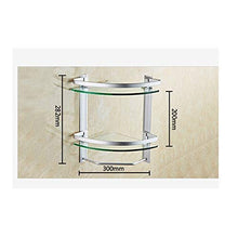 AGGF Towel Rail Double Layer Glass Shelf Corner Shelf Aluminum Bathroom Storage Rack Bathroom Wall-Mounted Bathroom Shelf Easy To Install AW I-12