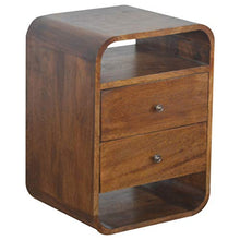 Artisan Furniture Chestnut Curved Edge with 2 Drawers Bedside Armadietto, Legno, Taglia Unica