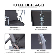 Outsunny Dondolo da Giardino 2 Posti Separati con Tavolino Centrale e Tetto Regolabile, in Metallo 175x112x165cm Grigio