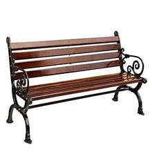 Banco De Jardín, Banco al AIRE Libre, Fácil De Instalar Césped Piscina 120/150/180 Cm Respaldo De Madera Maciza Banco De Metal con 2-3 Asientos, Antioxidante