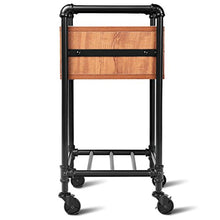 COSTWAY Tavolino Mobile Vintage Lato Divano, Mobiletto Porta Telefono con 2 Ripiani, Tavolino d’Appoggio per Salotto Ingresso Ufficio, in Ferro e Legno