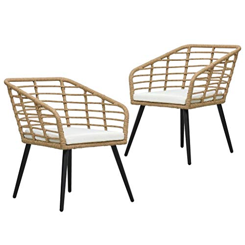 FAMIROSA Sedie da Giardino 2 pz con Cuscini in Polyrattan Rovere