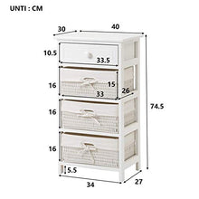 H-CAR Cassettiera Mensola Bianca con Cassetti E 3 Cestini Comodino Armadio Organizzatore per Camera da Letto Soggiorno Bagno