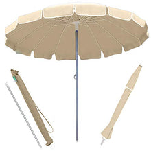 BAKAJI Ombrellone da Mare Spiaggia Giardino Diametro 220 cm con Palo in Alluminio 32mm Struttura a 16 Stecche in Fibra di Vetro e Rivestimento in Tessuto Poliestere 200g Anti UV Colore Beige