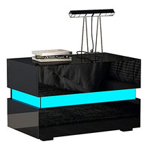 Comodini, Mobili Comodino Moderno, Mobiletto Multiuso Tavolino da caffè, in pannello truciolare, con LED luci, per Camera da letto, soggiorno e ufficio(nero)