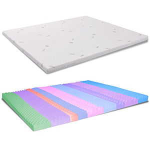 Topper Memory alla Francese 140X200 H 5 CM SFODERABILE Aloe Vera - CORRETTORE A 9 Zone per Materasso