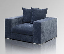 Amaris Elements | Poltrona Moderna Paul XL con 2 Cuscini in Velluto in Microfibra Poltrona in Velluto Grigio Blu Effetto Velluto Poltrona Lounge Love-Seat Moderna e Confortevole