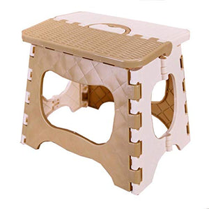 Sgabello portatile in plastica, pieghevole, facile da riporre e pieghevole, per cucina, bagno, WC, roulotte, per bambini, adulti (beige intrecciato)