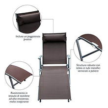 miozzi Lettino Prendisole Relax Reclinabile Pieghevole Telaio in Metallo Marrone 137x63.5x100.5 cm