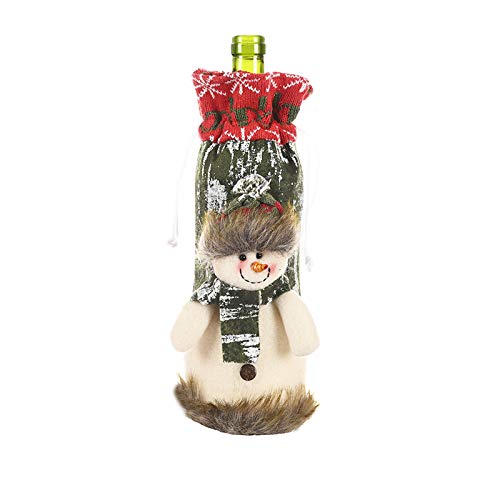 Yunnyp Coperchio per Bottiglia di Vino Lavorato a Maglia Natalizio Decorazione per Tavolo Imitazione Borsa di Corteccia Ornamento per La Cena di Natale