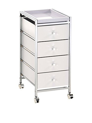 Wink Design Baldo 4/C Cassettiera con Ruote, Legno, Bianco, 32.5x39.5x71 cm