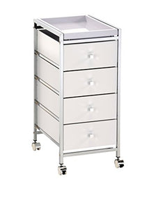 Wink Design Baldo 4/C Cassettiera con Ruote, Legno, Bianco, 32.5x39.5x71 cm