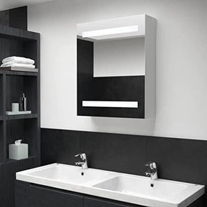 vidaXL Armadietto Bagno con Specchio e Luci LED con Ante e Ripiani Interni Elegante Moderno Funzionale Mobiletto Pensile 50x13,5x60 cm MDF e Melamina